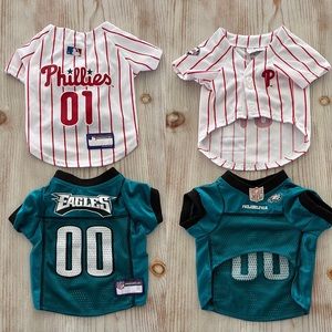 💥SOLD!💥 Philadelphia Eagles and Phillies Official Dog Jersey Bundle EUC- Small